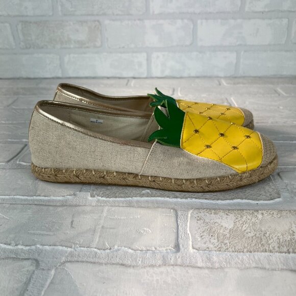 Avon Cushion Walk Espadrille Flats Womens 9 Pineapple Slip On Canvas Casual - Picture 2 of 11